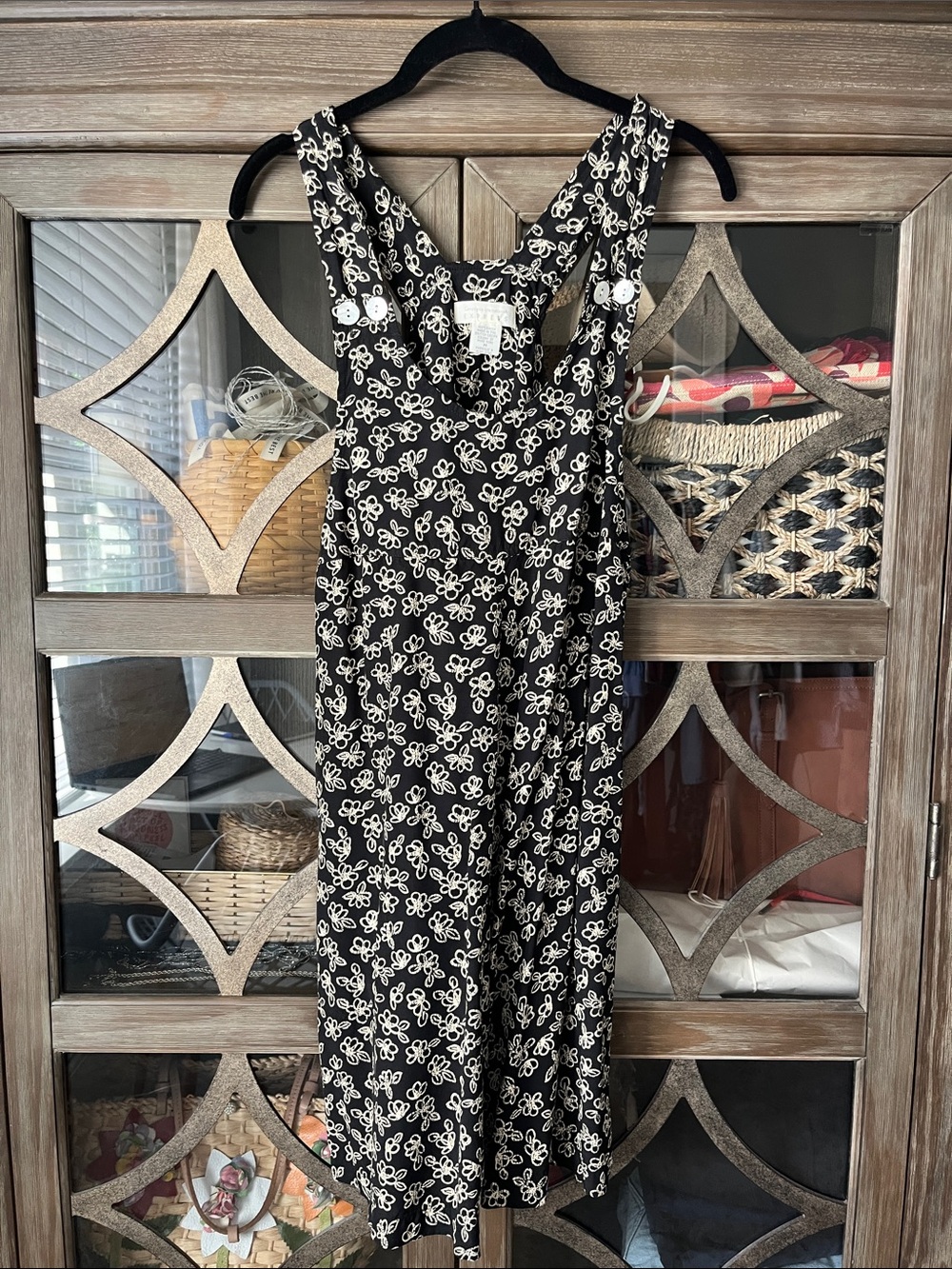 VINTAGE Express Black and Tan Floral Romper; size M